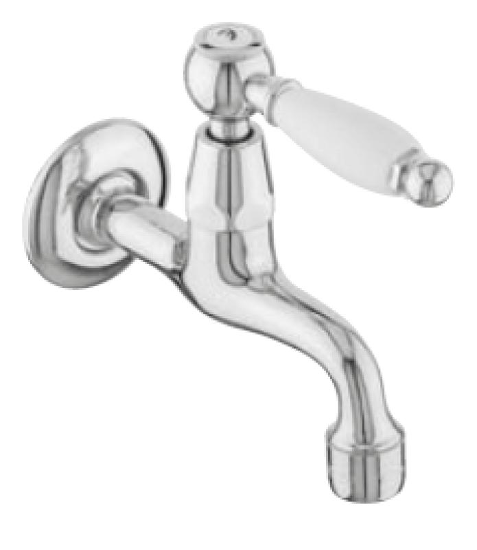 PB Classic wall washbasin tap with white lever cold water bronze 1208853512