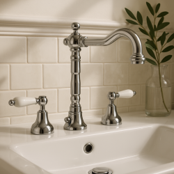 PB classic tap 3 hole sink faucet White levers Chrome 1208854262