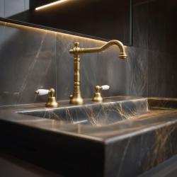 PB classic tap 3 hole sink faucet White levers Bronze 1208854272