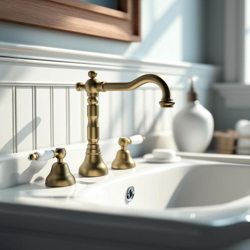 PB classic tap 3 hole sink faucet White levers Bronze 1208854272