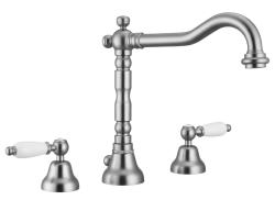 PB classic tap 3 hole sink faucet White levers stainless steel 1208854282