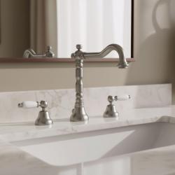 PB classic tap 3 hole sink faucet White levers stainless steel 1208854282