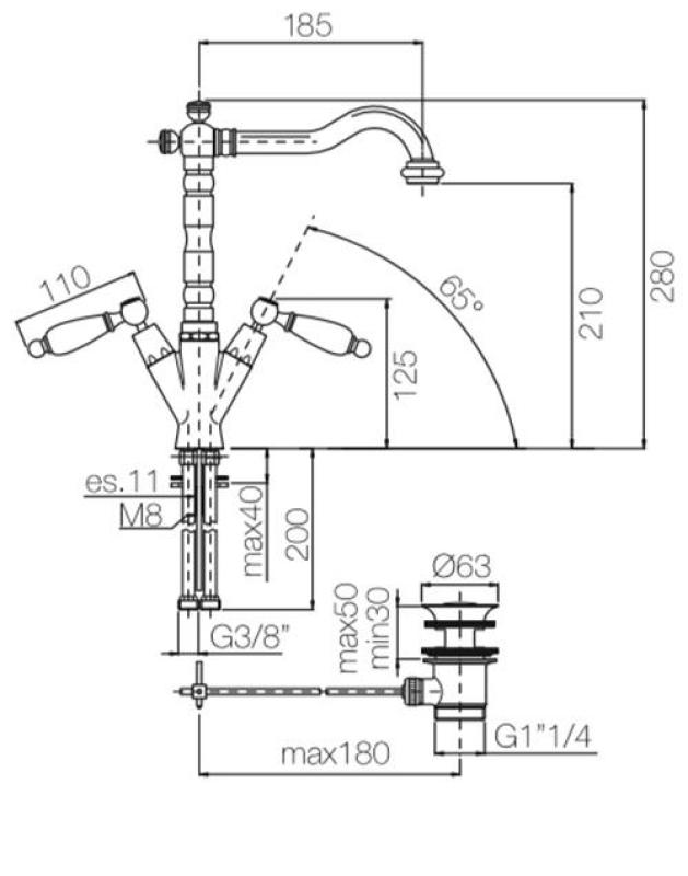 PB classic tap sink faucet White levers spout 18.5 cm Bronze 1208854302