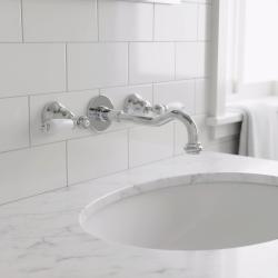 PB classic built-in wall-mounted faucet with white handles, 20 cm spout, Chrome 1208854352