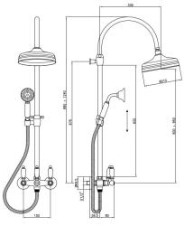 PB classic Shower set surface-mounted with rain shower telescopic shower column chrome 1208854872