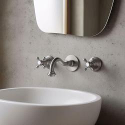 PB classic built-in wall tap with star handles, 16 cm spout, stainless steel 1208855062