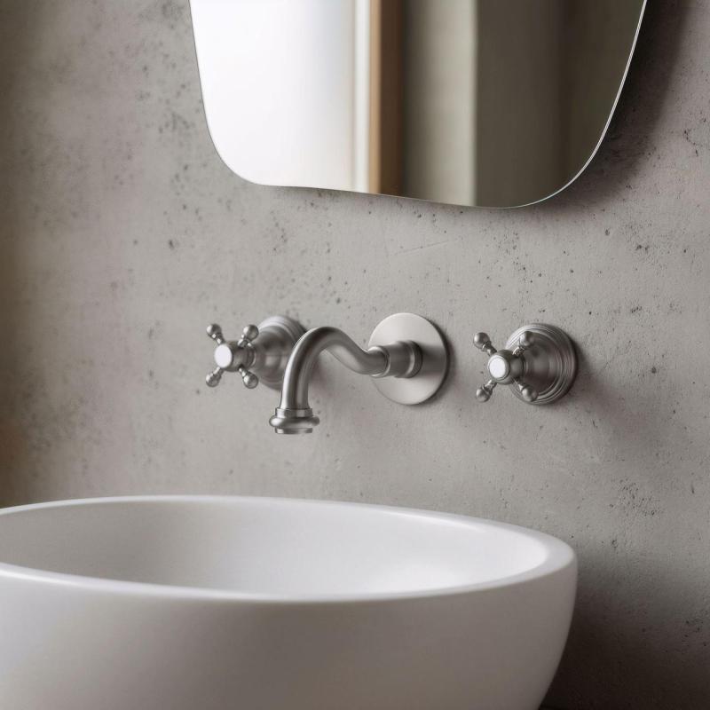 PB classic built-in wall tap with star handles, 16 cm spout, stainless steel 1208855062