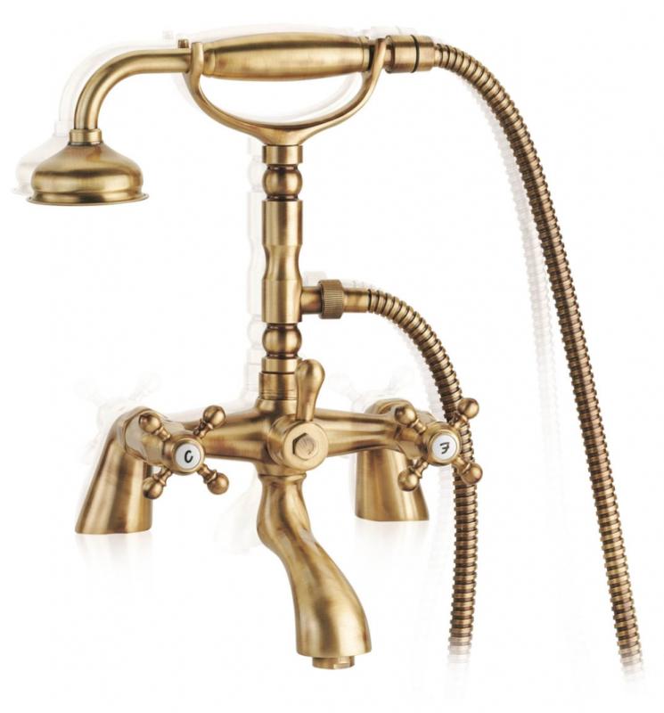 PB Classic faucet bath mixer set with power knobs including hand shower stainless steel 1208855232
