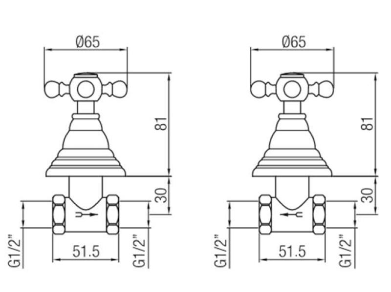 PB classic tap built-in shower set with star handles stainless steel 1208855352