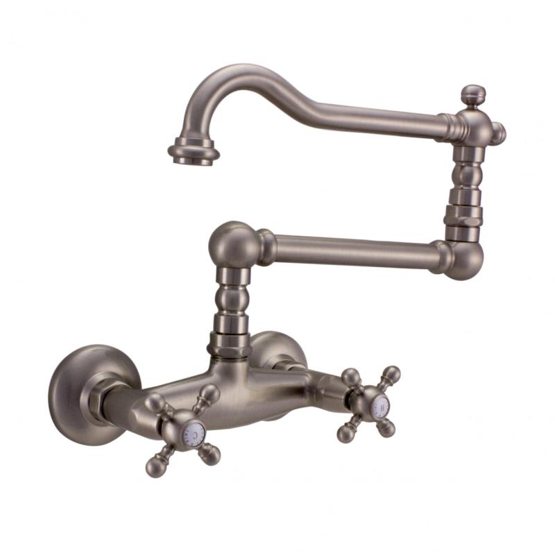 PB classic wall tap with star knobs and long swivel spout stainless steel 1208855462