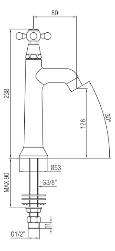 PB Classic washbasin tap with star handle cold water bronze 1208855542