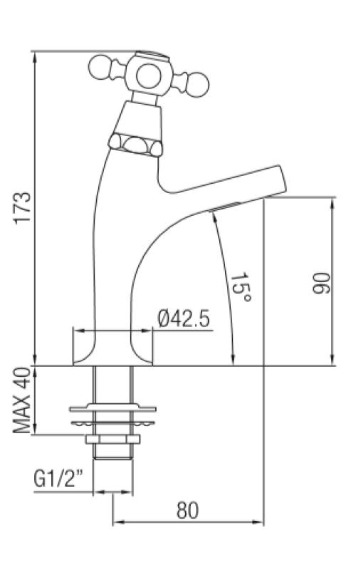 PB Classic washbasin tap with star handle cold water small model chrome 1208855682