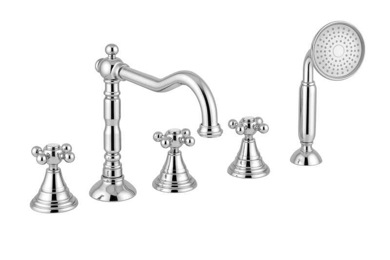 PB classic 5-hole bath mixer with star knobs Chrome 1208855772