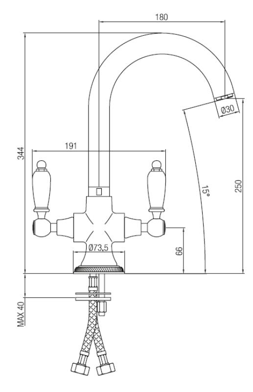 PB classic kitchen tap with White handles stainless steel 1208910902