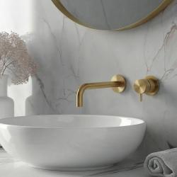 Waterevolution Flow built-in washbasin faucet, brushed brass with 21 cm spout T116BLE-21