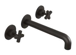 Waterevolution Cruz 3-hole washbasin mixer tap spout 19cm matt black 1208916572