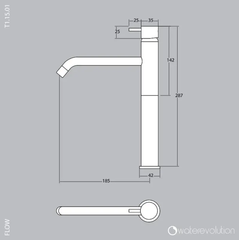 Waterevolution Flow sink faucet for washbasins, brushed brass T115LE