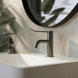 Waterevolution Flow sink tap incl. click plug PVD gun metal T111GME