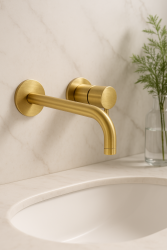 Waterevolution Flow Built-in Washbasin Faucet Brushed Brass with 15 cm Spout T116BLE-15