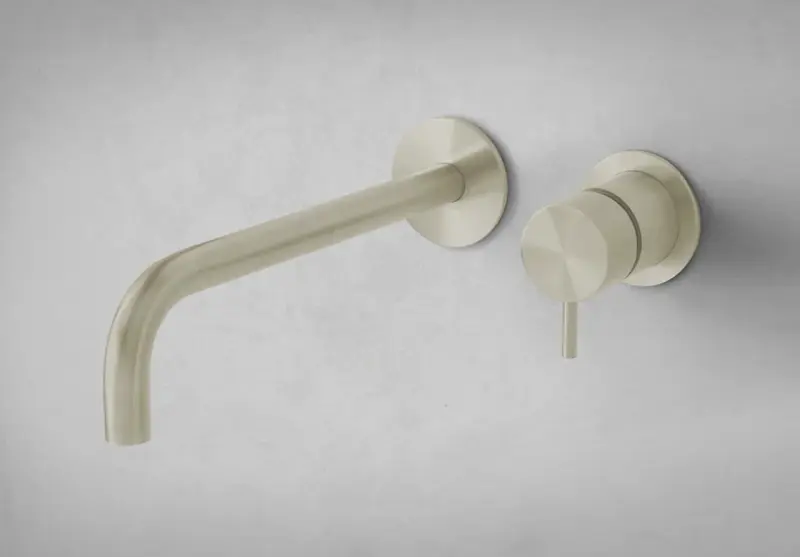 Waterevolution Flow Built-in Washbasin Faucet PVD White Gold with 15 cm Spout T116BWGE-15