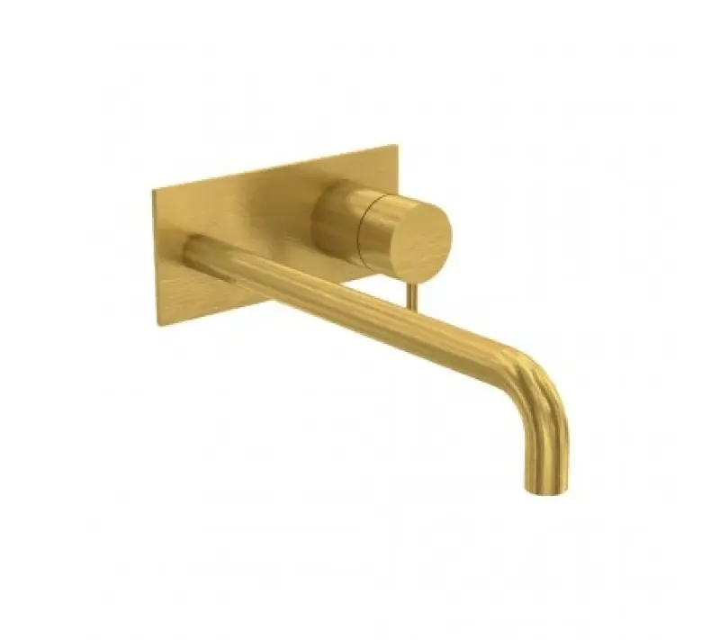Waterevolution Flow built-in washbasin faucet with cover plate Brushed Brass with spout 25cm T1161LE-25
