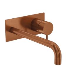 Waterevolution Flow built-in basin mixer tap with cover plate, PVD brushed copper, spout 15cm T1161CPE-15