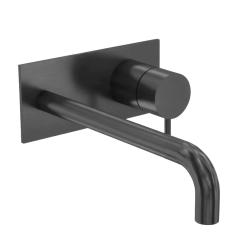 Waterevolution Flow built-in sink tap with cover plate PVD Gun Metal with spout 15cm T1161GME-15