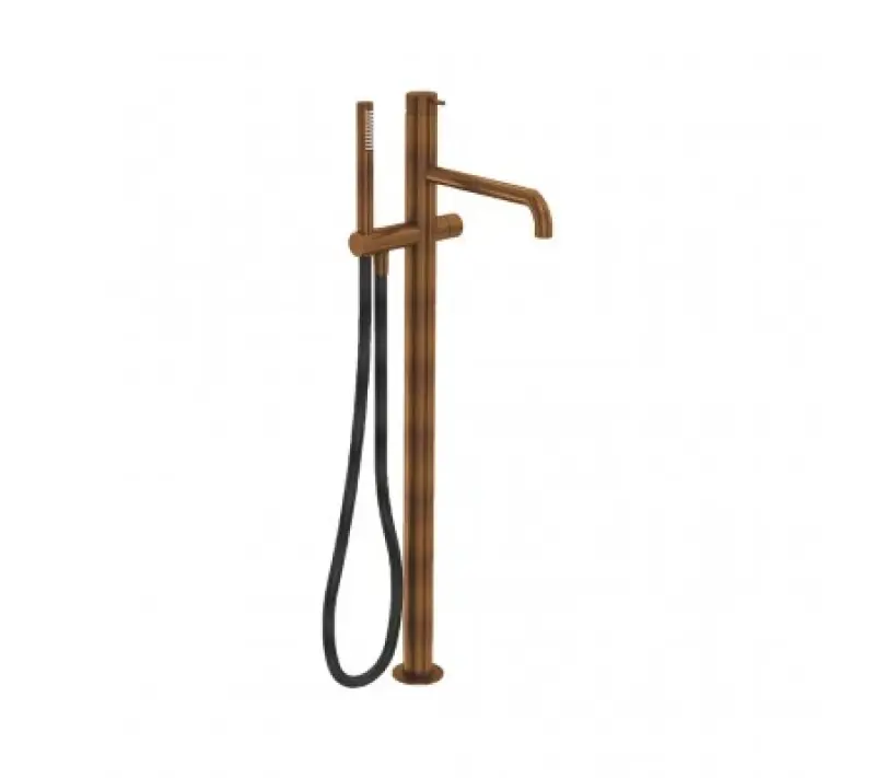 Waterevolution Flow freestanding bath mixer with hand shower Brushed Copper T133CPE