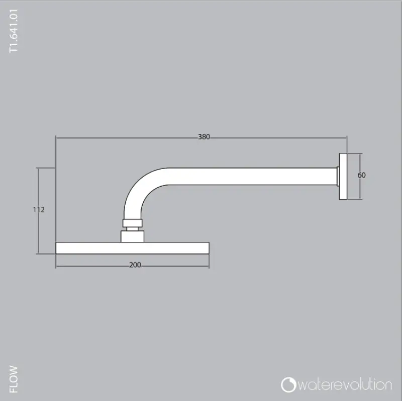 Waterevolution Flow head shower 200mm with wall connection Light Gold T1641WGE