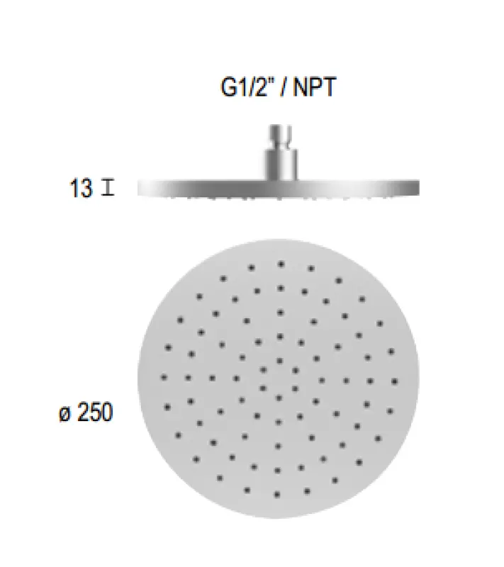 SB Round 316 rain shower head 25cm made entirely of stainless steel 1208946731