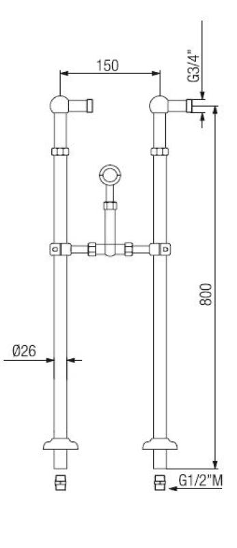 PB Freestanding bath mixer nostalgic strong knobs chrome 6000