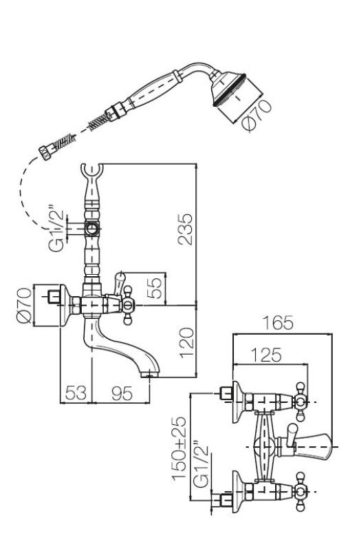 PB Freestanding bath mixer nostalgic strong knobs Bronze 6000