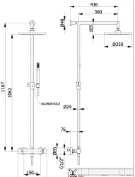 DEMM Shower combination thermostat with rain shower chrome 1208946967