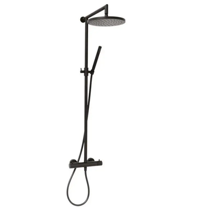 DEMM Shower combination thermostat with rain shower, matte black 1208946968