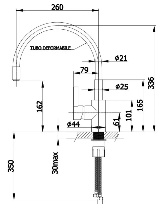 DEMM kitchen tap with swivel spout chrome/black 1208947023