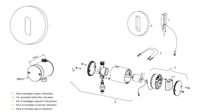 Waterevolution Flow infrared sensor for sink faucet, connected to the mains, brushed brass T118EELE