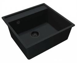 GraniteMy Bremen granite kitchen sink 53x50 cm black inset undermounted and flush mounted with faucet hole bank 1208952256