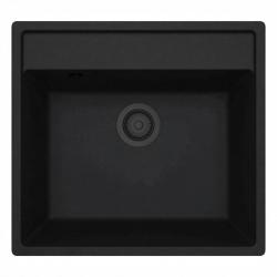 GraniteMy Bremen granite kitchen sink 53x50 cm black inset undermounted and flush mounted with faucet hole bank 1208952256