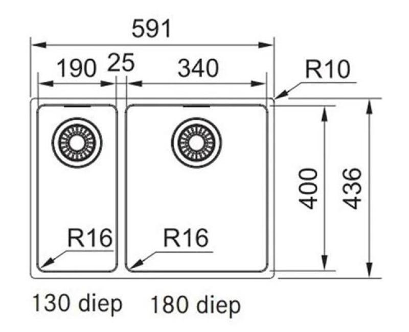 Franke Maris MRX 260 BR 1.5 one and a half stainless steel kitchen sink flush mounted large bin right 127.0637.546