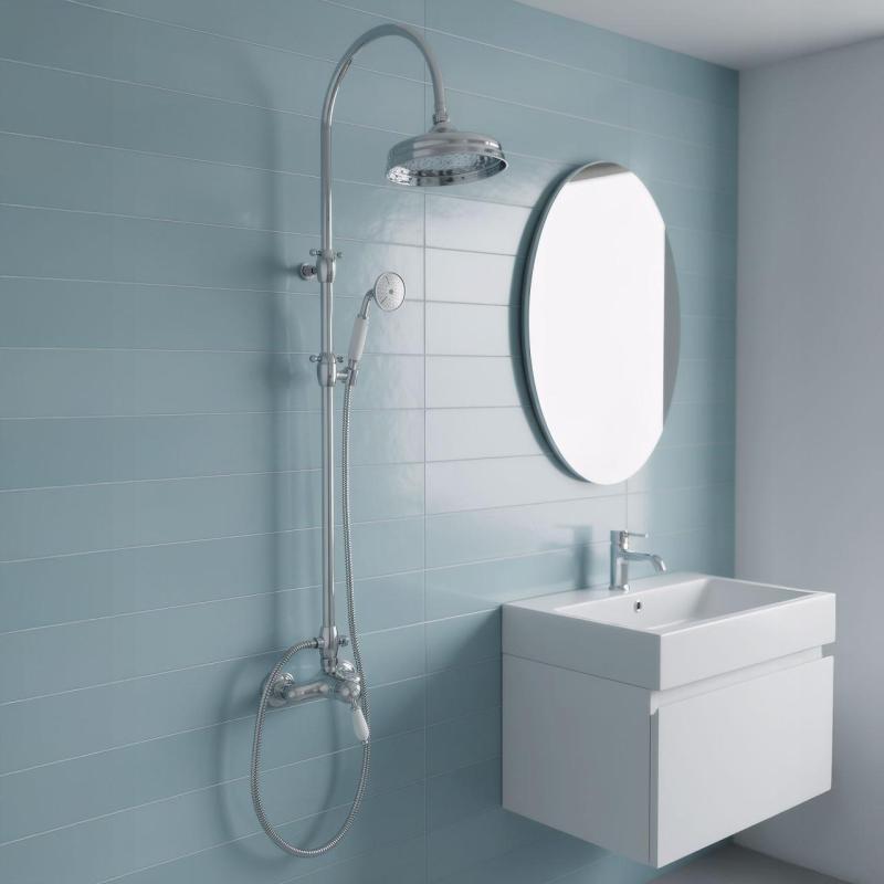 PB Nostalgic Shower Mixer Set with Rain Shower Chrome