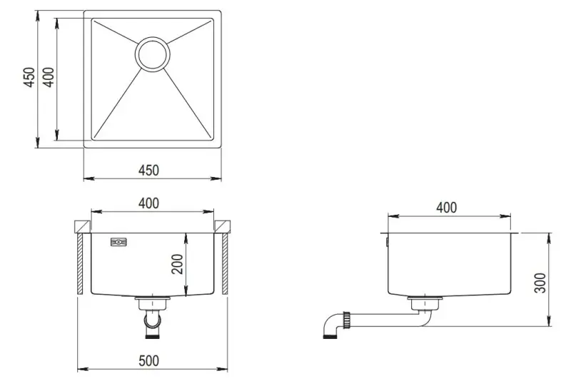 Ausmann Mosel stainless steel kitchen sink copper color PVD Copper 40x40 undermounted flush mounted and inset 080969