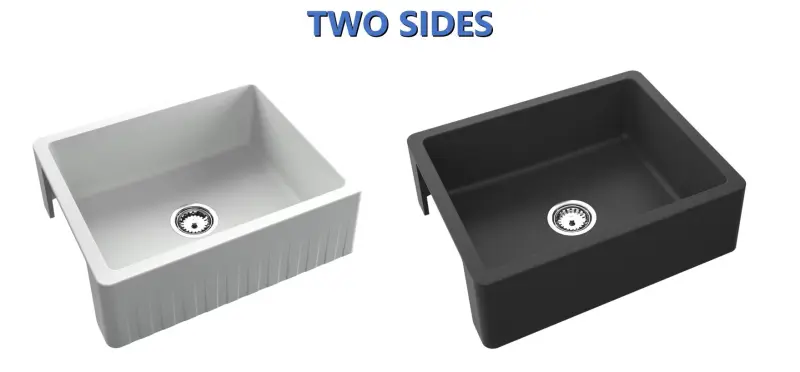 GraniteMy Tradition farmhouse sink, two-sided granite sink 60x48 cm, black undermount 1208953016