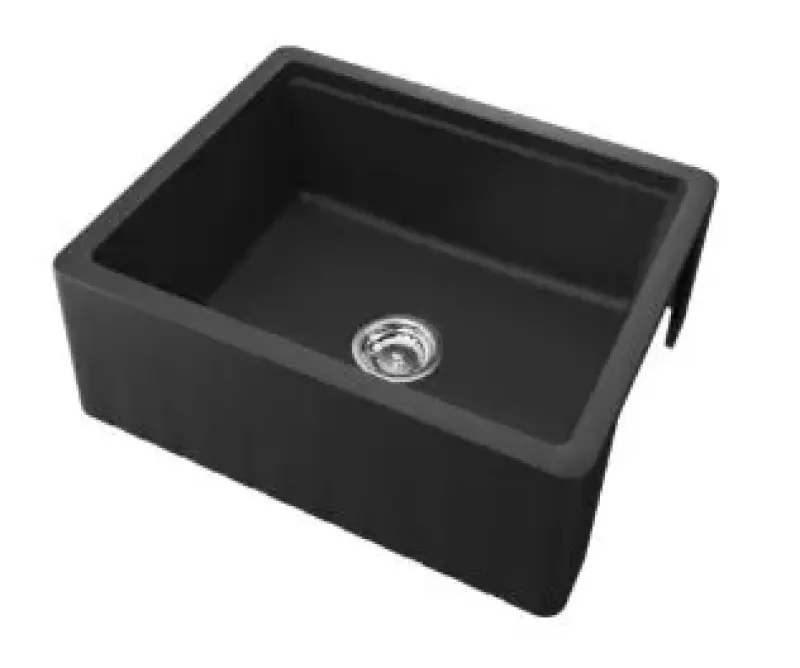 GraniteMy Tradition farmhouse sink, two-sided granite sink 60x48 cm, black undermount 1208953016