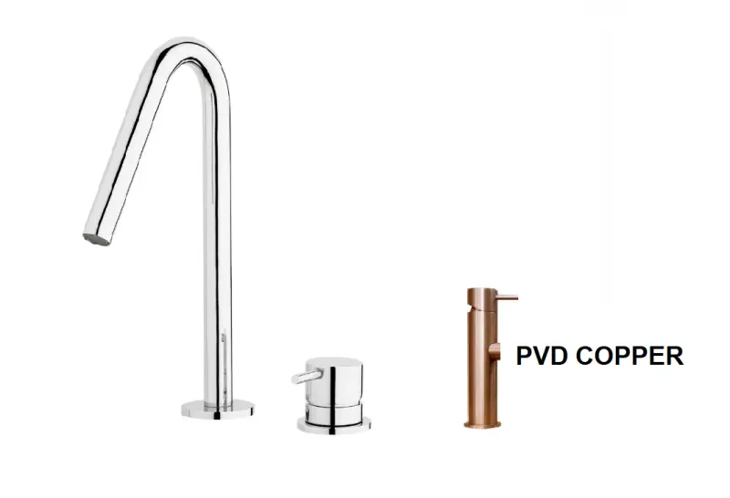 Waterevolution Flow 2-hole basin faucet with small spout 120mm PVD brushed copper T112VCPE