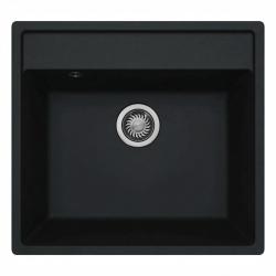 GraniteMy Bremen granite sink 53x50 cm black top-mount undermount and flush-mount with tap hole platform WITH STAINLESS STEEL PLUG