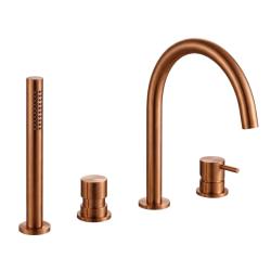 Waterevolution Flow 4-hole Bath Faucet for Bath rim Mounting Full PVD Brushed Copper T138CPE