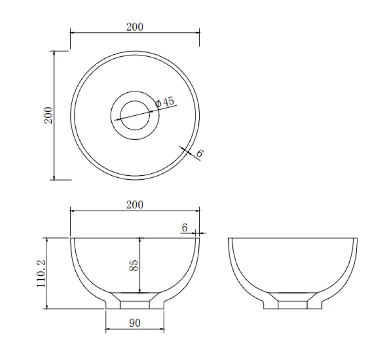 Solid S small solid surface round washbasin, 20 x 20 x 11 cm, matte black, 1208953268