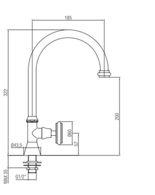 PB Classic washbasin tap with star handle cold water with high round spout bronze 1208953275