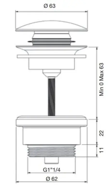 PB Unix sink plug 1 1/4 lockable push up click clack chrome 1208953283
