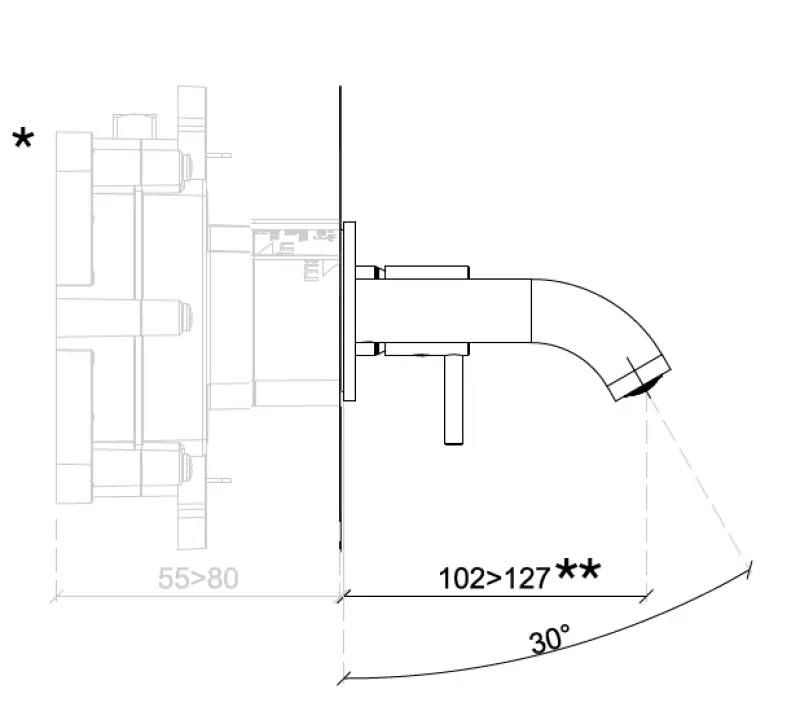 Chrome SB Round concealed basin mixer tap - 102mm